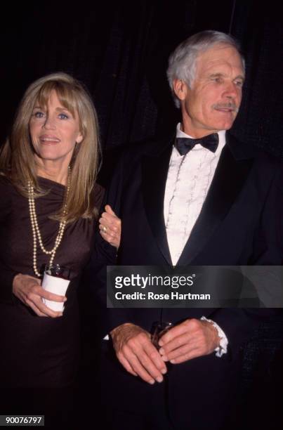 Married American couple, actress Jane Fonda and broadcast journalist Ted Turner, attend the Congress of Racial Equality's Martin Luther King...