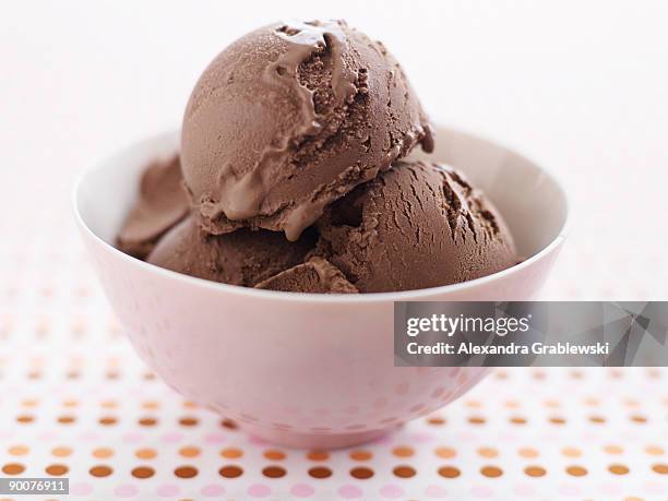 dark chocolate ice cream - ice cream bowl stockfoto's en -beelden