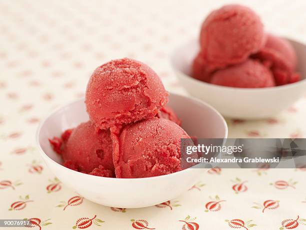 raspberry apricot sorbet - raspberry sorbet stock pictures, royalty-free photos & images