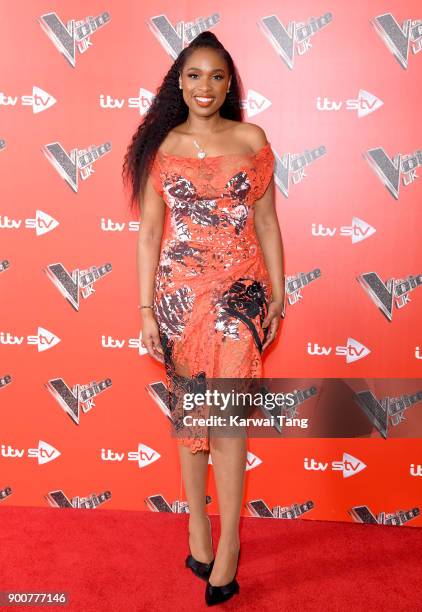 Jennifer Hudson attends The Voice UK Launch photocall at Ham Yard Hotel on January 3, 2018 in London, England.