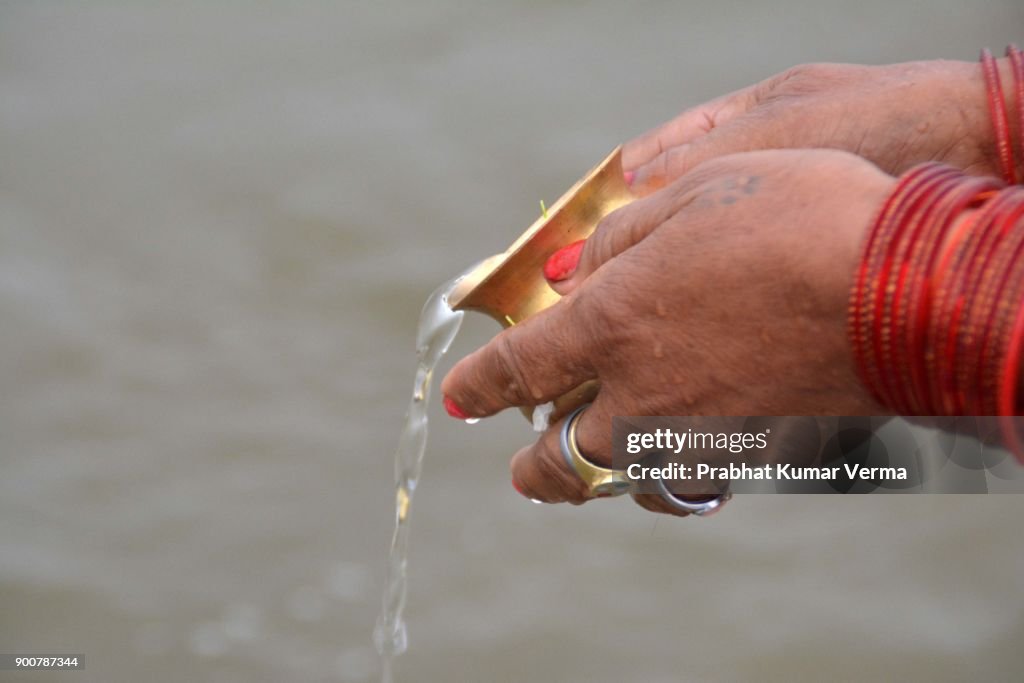 India-Paush Purnima bathing day during Magh Mela festival