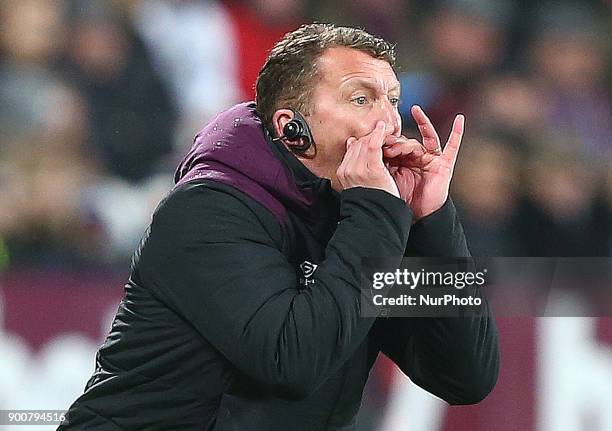 West Ham United Joint Assistant manager Billy McKinlay during Premier League match between West Ham United against West Bromwich Albion at The London...