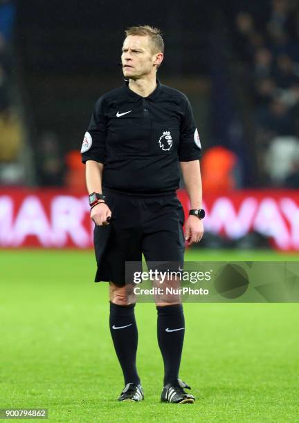 Referee Mike Jones during Premier League match between West Ham United against West Bromwich Albion at The London Stadium, Queen Elizabeth II Olympic...