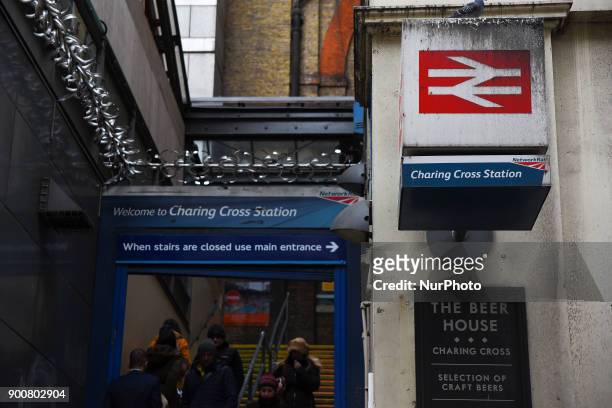 View of a Southeastern train as it makes its way to Charing Cros Station, London on January 3, 2018. Train strikes are looming in the new year as...