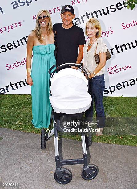 Anna Hansen, Lance Armstrong, Linda Armstrong Kelly and baby Max arrive at the Aspen Art Museum's Annual Summer Gala artCRUSH at the Aspen Art Museum...