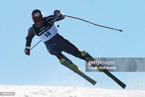 Jake Zamansky of the USA competes in the Mens Super G Alpine Skiing during day five of the Winter Games NZ at Coronet Peak on August 26, 2009 in...