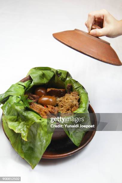 gudeg traditional culinary from yogyakarta - gudeg stock pictures, royalty-free photos & images