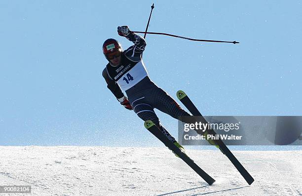 Jake Zamansky of the USA competes in the Men's Super G Alpine Skiing during day five of the Winter Games NZ at Coronet Peak on August 26, 2009 in...