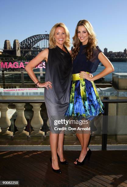 Television presenter Leila McKinnon and model Laura Dundovic pose at the launch of ACP Magazine's "30 Days of Fashion & Beauty", a month-long...