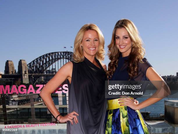 Television presenter Leila McKinnon and model Laura Dundovic pose at the launch of ACP Magazine's "30 Days of Fashion & Beauty", a month-long...