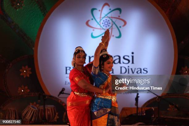 Artists perform Indian Classical dances during the Pravasi Bharatiya Diwas at the Hotel Ashok on January 8, 2008 in New Delhi, India.