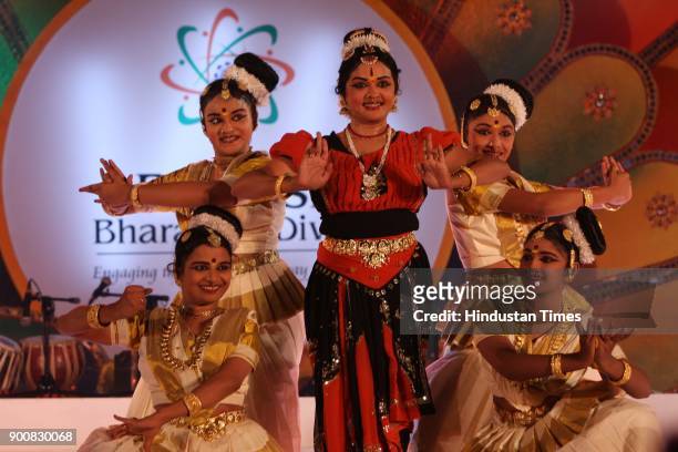 Artists perform Indian Classical dances during the Pravasi Bharatiya Diwas at the Hotel Ashok on January 8, 2008 in New Delhi, India.