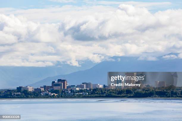 skyline of anchorage - alaska, usa - anchorage foto e immagini stock