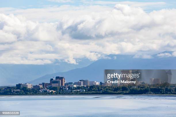 skyline of anchorage - alaska, usa - anchorage alaska stock pictures, royalty-free photos & images