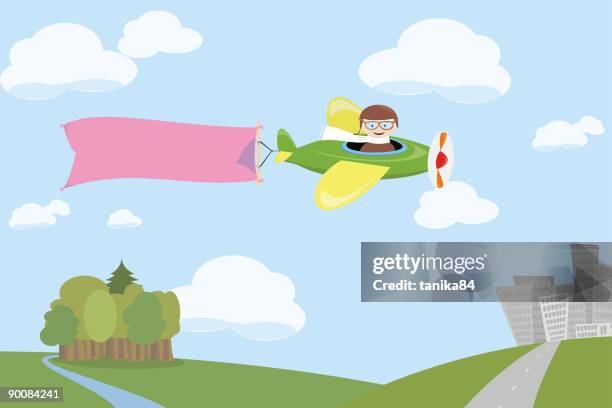 space for your message - biplane stock illustrations