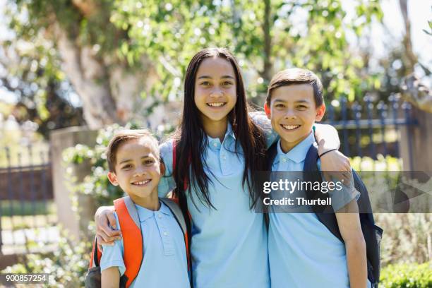 school children leaving the house - first day of school australia stock pictures, royalty-free photos & images