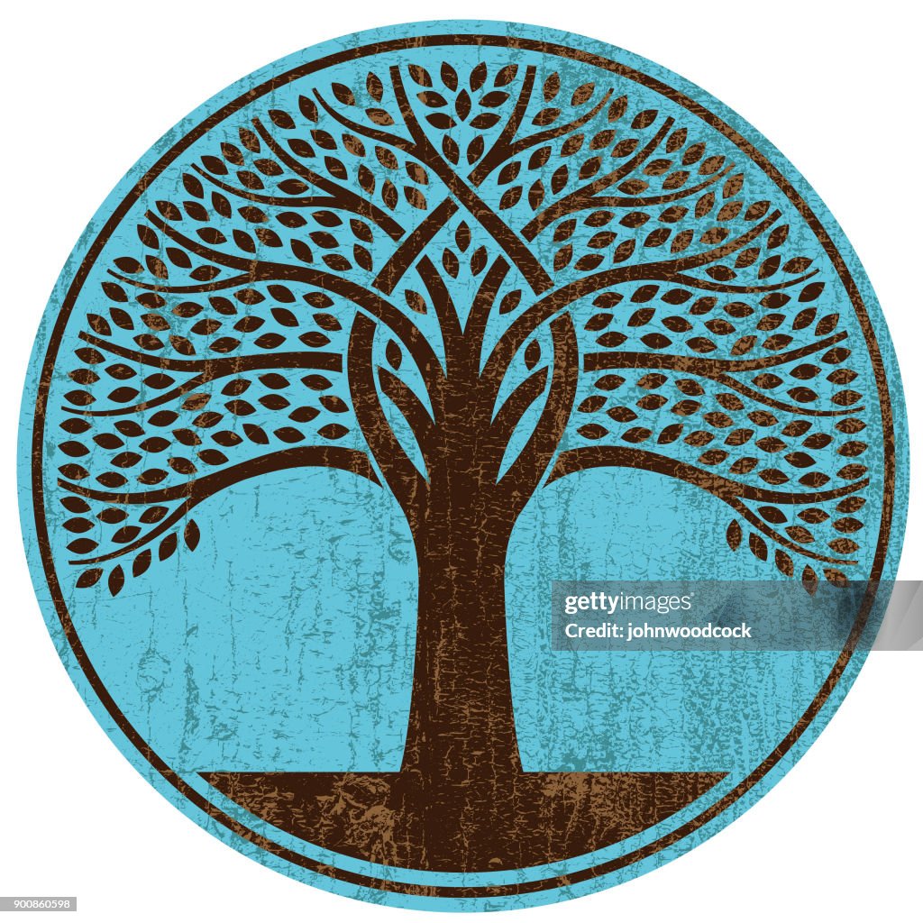 Abblätternde Farbe Runde Baum Vektor