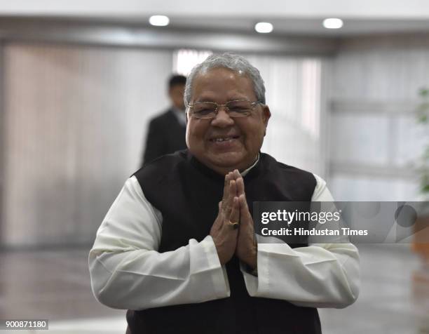 Union Cabinet Minister of Micro, Small and Medium Enterprises Kalraj Mishra arrive to attend BJP Parliamentary Party Meeting in GMC Balayogi...