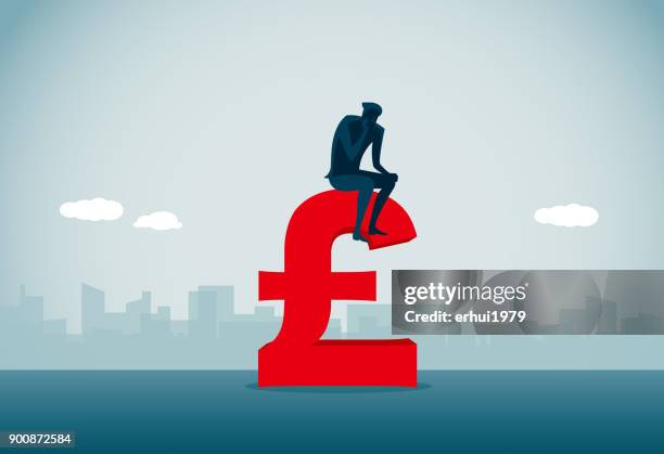 contemplation - pound note stock illustrations