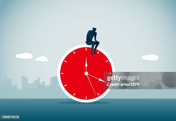 time flies - red wall clock stock illustrations