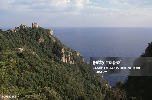 Capo d'Orso between Cetara and Maiori, Amalfi Coast , Campania, Italy.