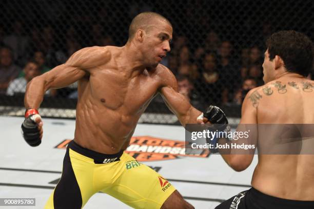 Edson Barboza faces Gilbert Melendez in their lightweight bout during the UFC Fight Night event at the United Center on July 23, 2016 in Chicago,...