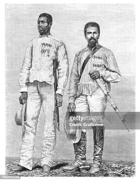 guerrillas coleto and leon on cuba 1875 - cuban culture stock illustrations