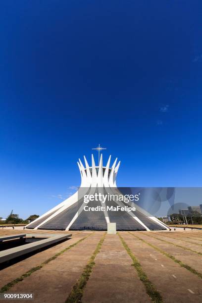 brasilia cathedral by architect oscar niemeyer - distrito federal brasilia stock pictures, royalty-free photos & images