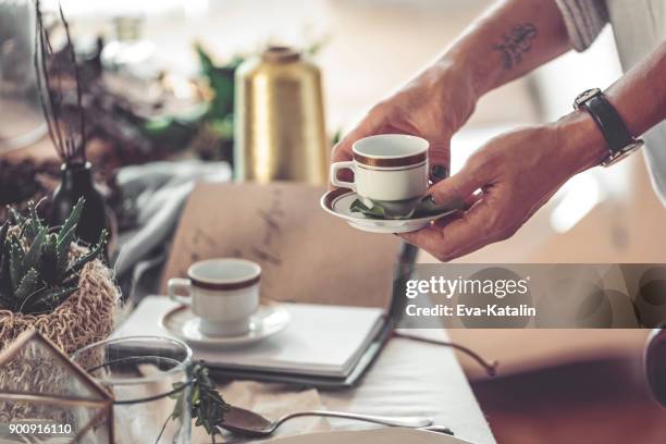 kaffekoppar - table setting design scandinavian bildbanksfoton och bilder