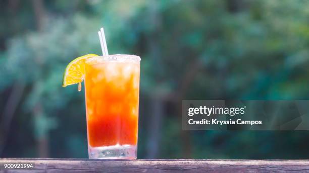 bloody marys with ice and lemon - bloody mary stock pictures, royalty-free photos & images