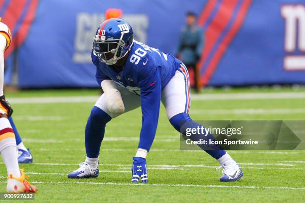 New York Giants defensive end Jason Pierre-Paul during the National Football League game between the New York Giants and the Washington Redskins on...