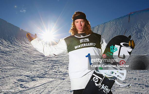 Shaun White of the United States of America poses after winning the Men's Snowboard Halfpipe final during day five of the Winter Games NZ at Cardrona...