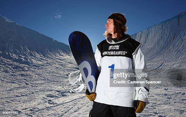 Shaun White of the United States of America poses after winning the Men's Snowboard Halfpipe final during day five of the Winter Games NZ at Cardrona...