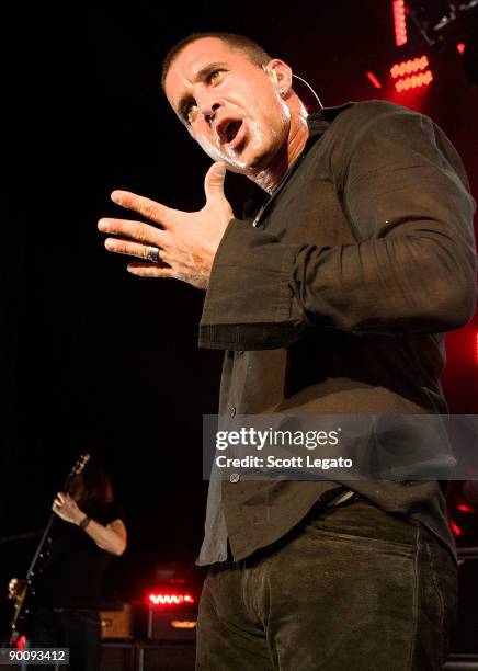 Scott Stapp of Creed performs at the DTE Energy Center on August 25, 2009 in Clarkston, Michigan.