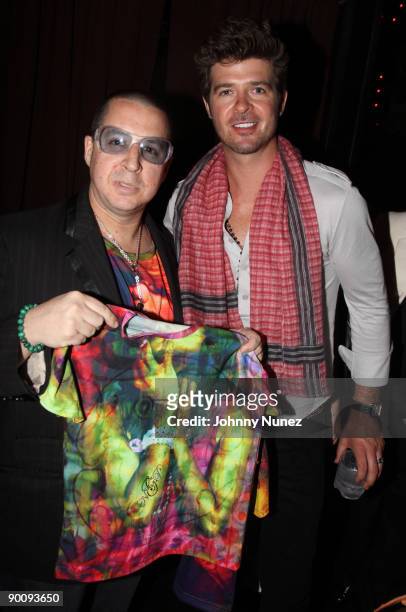 Noah G. Pop and Robin Thicke attend the "Just Wright" wrap party at Greenhouse on August 25, 2009 in New York City.