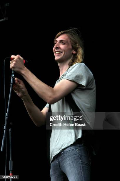 Richard Frenneaux of Red Light Company performs on stage on the first day of V Festival at Hylands Park on August 22, 2009 in Chelmsford, England.