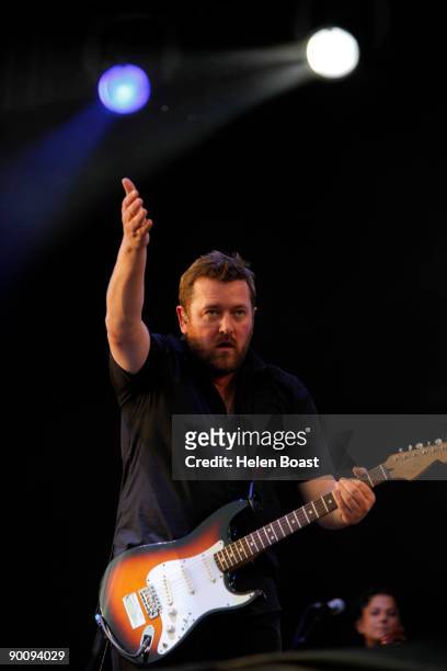 Guy Garvey of Elbow performs on stage on the second day of V Festival at Hylands Park on August 23, 2009 in Chelmsford, England.