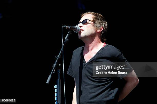 Simon Fowler of Ocean Colour Scene performs on stage on the second day of V Festival at Hylands Park on August 23, 2009 in Chelmsford, England.