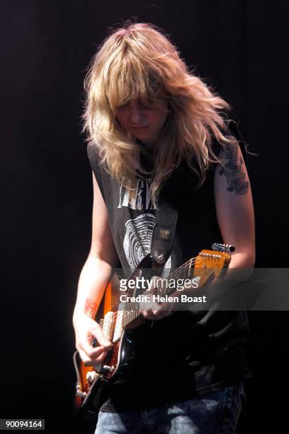 Ladyhawke performs on stage on the second day of V Festival at Hylands Park on August 23, 2009 in Chelmsford, England.