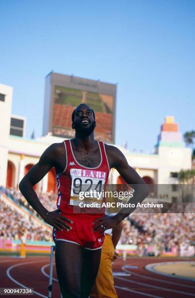 Los Angeles, CA Edwin Moses, Men's Track 400 metres hurdles competition, Memorial Coliseum, at the 1984 Summer Olympics, August 3, 1984.