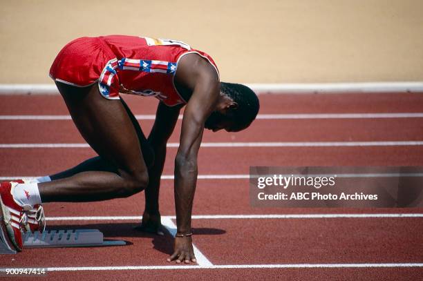 Los Angeles, CA Edwin Moses, Men's Track 400 metres hurdles competition, Memorial Coliseum, at the 1984 Summer Olympics, August 3, 1984.