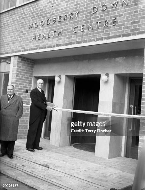 Labour MP Somerville Hastings opens the new LCC Woodberry Down Health Centre in London, 14th October 1952. It is the first fully comprehensive health...