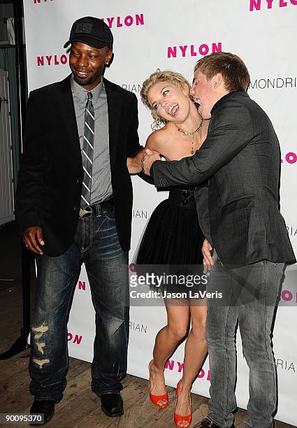Actors Nelsan Ellis, AnnaLynne McCord and Allan Hyde arrive at Nylon Magazine's TV Issue launch party at SkyBar on August 24, 2009 in West Hollywood,...
