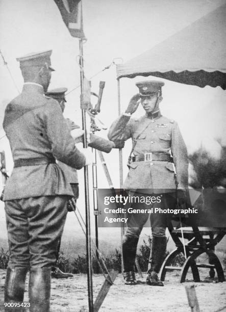 Crown Prince Hirohito of Japan in military uniform, circa 1925.