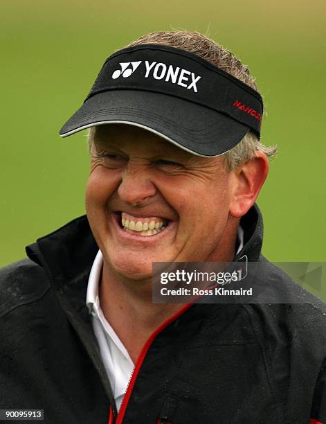 Colin Montgomerie of Scotland during the pro-am event prior to the Johnnie Walker Championship on the PGA Centenary Course at Gleneagles on August...