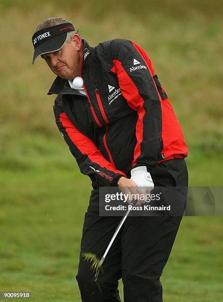 Colin Montgomerie of Scotland during the pro-am event prior to the Johnnie Walker Championship on the PGA Centenary Course at Gleneagles on August...