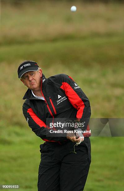 Colin Montgomerie of Scotland during the pro-am event prior to the Johnnie Walker Championship on the PGA Centenary Course at Gleneagles on August...