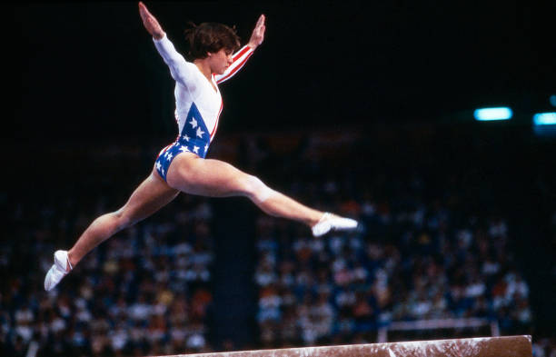 Mary Lou Retton, women's gymnastics competition, Paoli Pavilion, at the 1984 Summer Olympics, August 1, 1984.