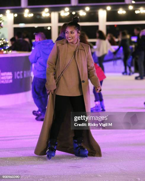 Vanessa White seen skating at Natural History Museum Ice Rink on January 3, 2018 in London, England.