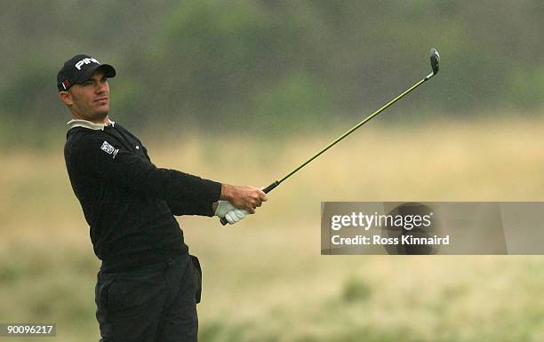 Gregory Havret of France during the pro-am event prior to the Johnnie Walker Championship on the PGA Centenary Course at Gleneagles on August 26,...